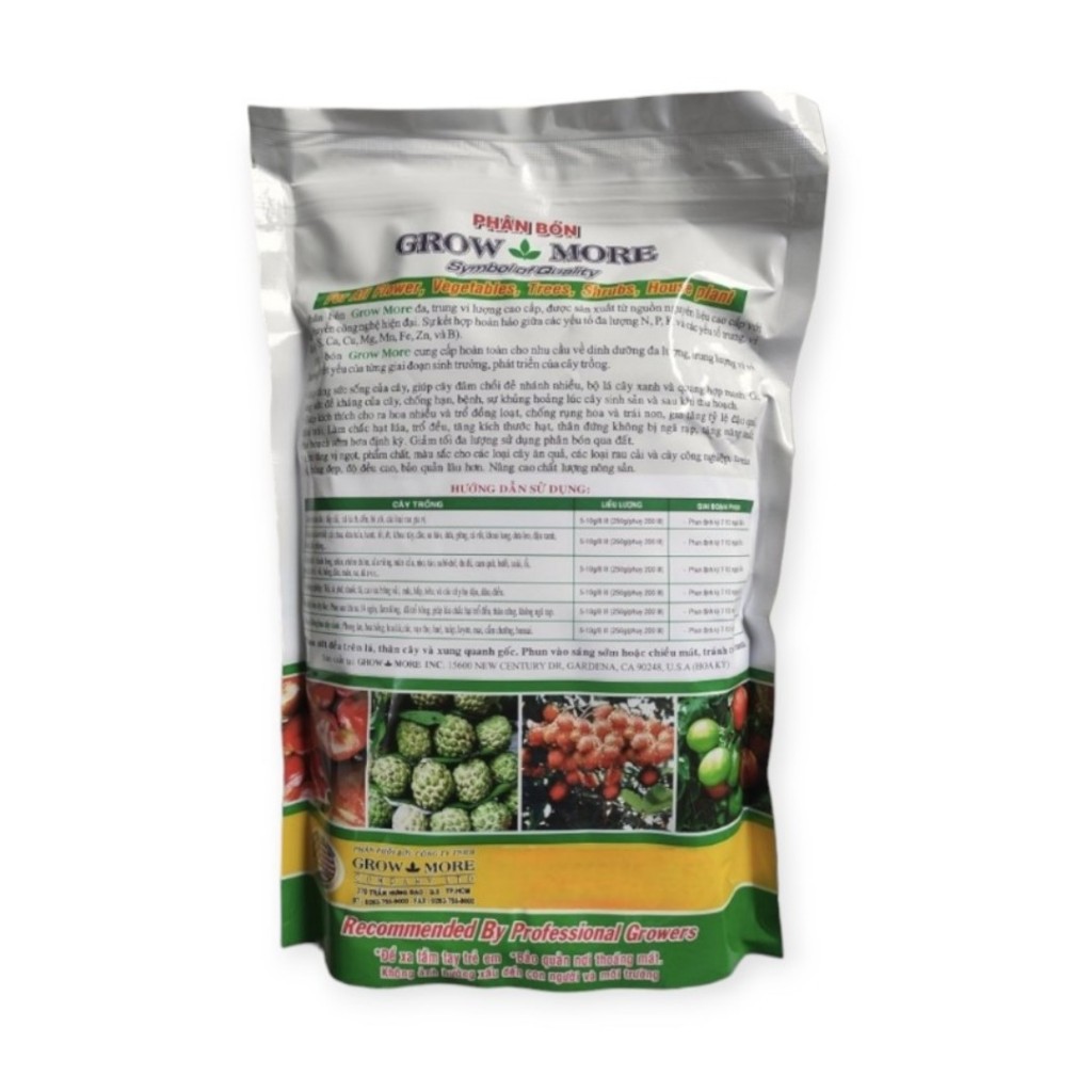 PHÂN BÓN LÁ GROWMORE 6-30-30 1kg kích thích ra hoa, tăng đậu quả, Grow more NPK 6-30-30 1kg