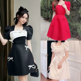 Đầm dự tiệc nơ may tafta ánh kim cao cấp Laci Dress