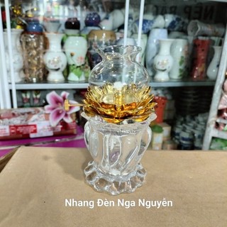 Đèn dầu hoa sen pha lê cao 16 cm