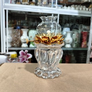 Đèn dầu hoa sen pha lê cao 16 cm