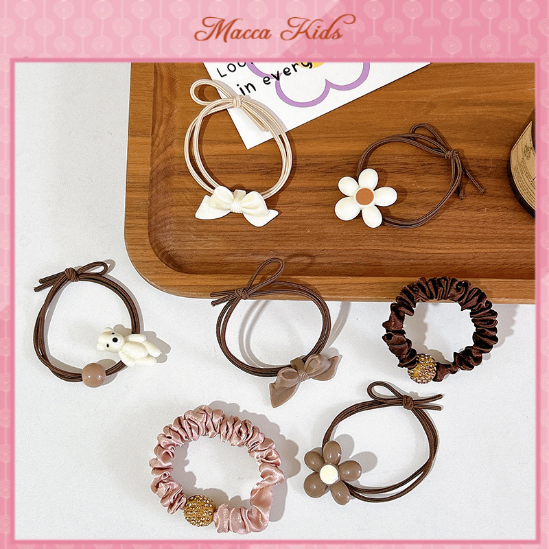 Set 7 Dây Buộc Tóc Co Giãn Nhiều Hình Dễ Thương Phong Cách Hàn Quốc