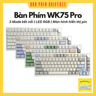 Bàn phím cơ WK75 Pro 3 mode bàn phím bluetooth, 2.4ghz, dây, rgb, gasket, hotswap màn hình Weikav K75 bàn phím không dây