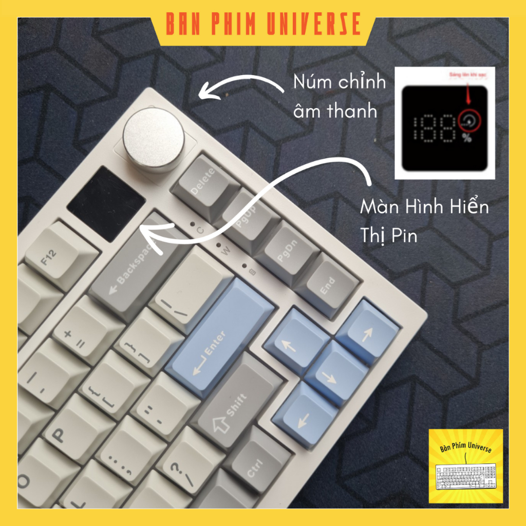 Bàn phím cơ WK75 Pro 3 mode bàn phím bluetooth, 2.4ghz, dây, rgb, gasket, hotswap màn hình Weikav K75 bàn phím không dây