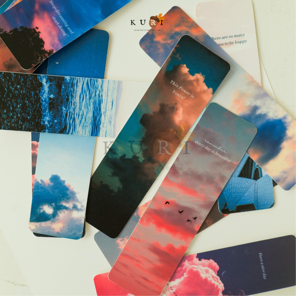 Bookmark bộ sưu tập bầu trời aesthetic, bookmark kẹp sách, watercolor, đánh dấu trang
