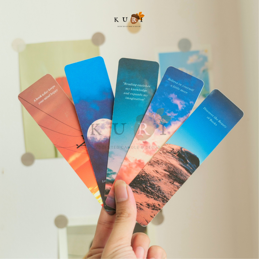 Bookmark bộ sưu tập bầu trời aesthetic, bookmark kẹp sách, watercolor, đánh dấu trang