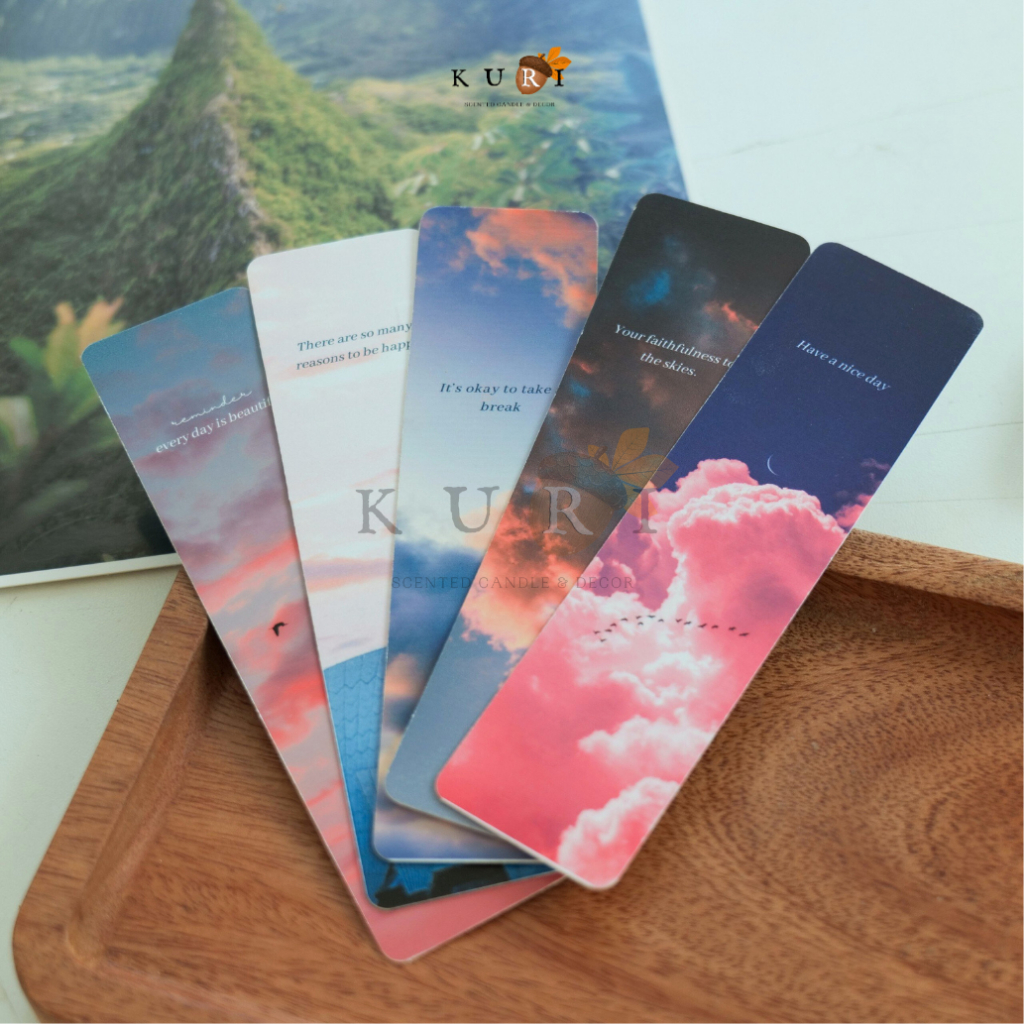 Bookmark bộ sưu tập bầu trời aesthetic, bookmark kẹp sách, watercolor, đánh dấu trang