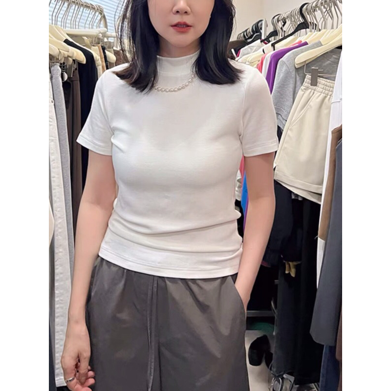 Áo Thun Trơn Tay Lỡ Cổ Tròn 2cm Vải Dày Mịn Giãn Nhiều