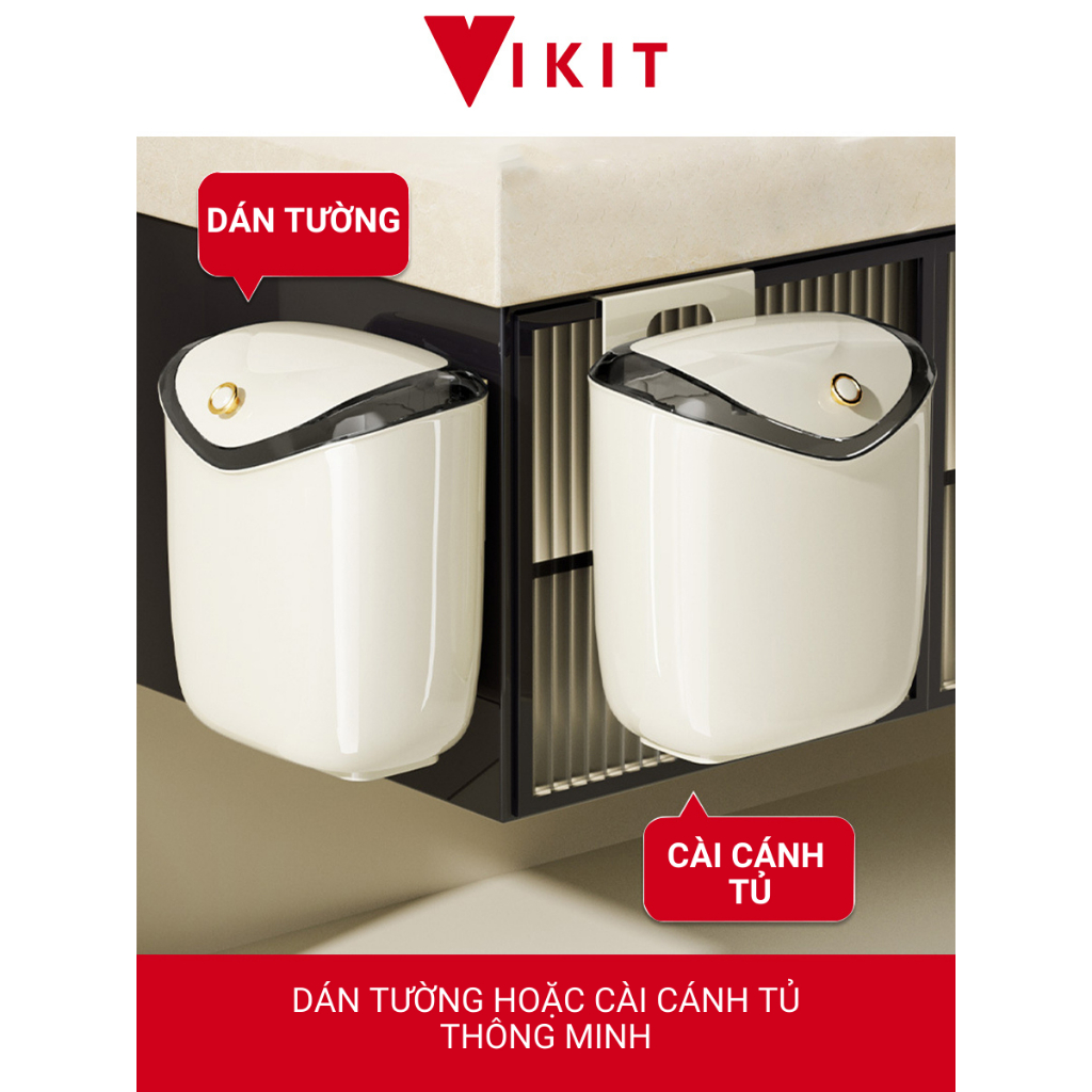 Thùng rác treo tủ bếp có ngăn để túi rác mẫu mới 2024 VIKIT R03