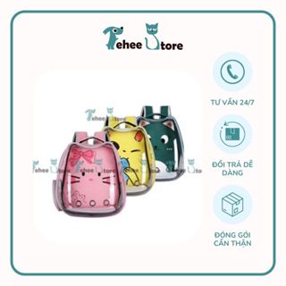 Balo phi thuyền nhựa trong tai mèo họa tiết xinh xắn, ngộ nghĩnh, đáng yêu, balo vận chuyển thú cưng