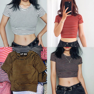 ÁO CROPTOP SỌC THUN GÂN XUẤT DƯ- ảnh thật tự chụp