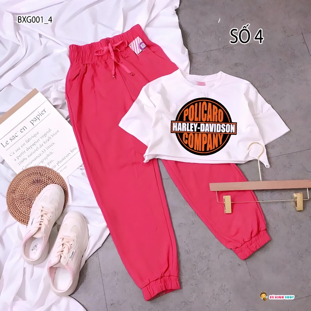Bộ áo croptop quần jogger thể thao cho bé gái đi chơi