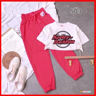 (Size 15kg - 40kg) BXG001 Bộ áo croptop quần jogger thể thao cho bé gái đi chơi