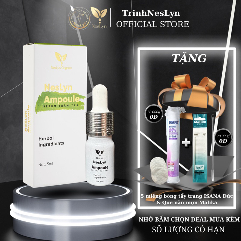 Serum Tràm Trà Mụn Thâm NesLyn Ampoule phiên bản nâng cấp, gom nhân cồi mụn đẩy nhanh quá trình già nhân mụn.