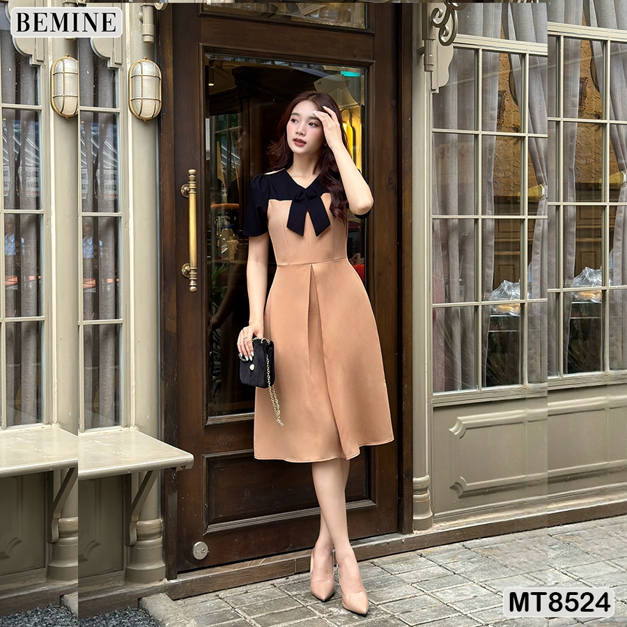 Đầm thiết kế cổ phối nơ tùng xoè BEMINE MT8524