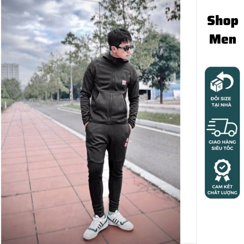 Bộ Nỉ Thể Thao Nam Uniqlo Shop Men SM718, Bộ Hoodie Kéo Khoá Thu Đông Dài Tay Chất Nỉ Lót Lông