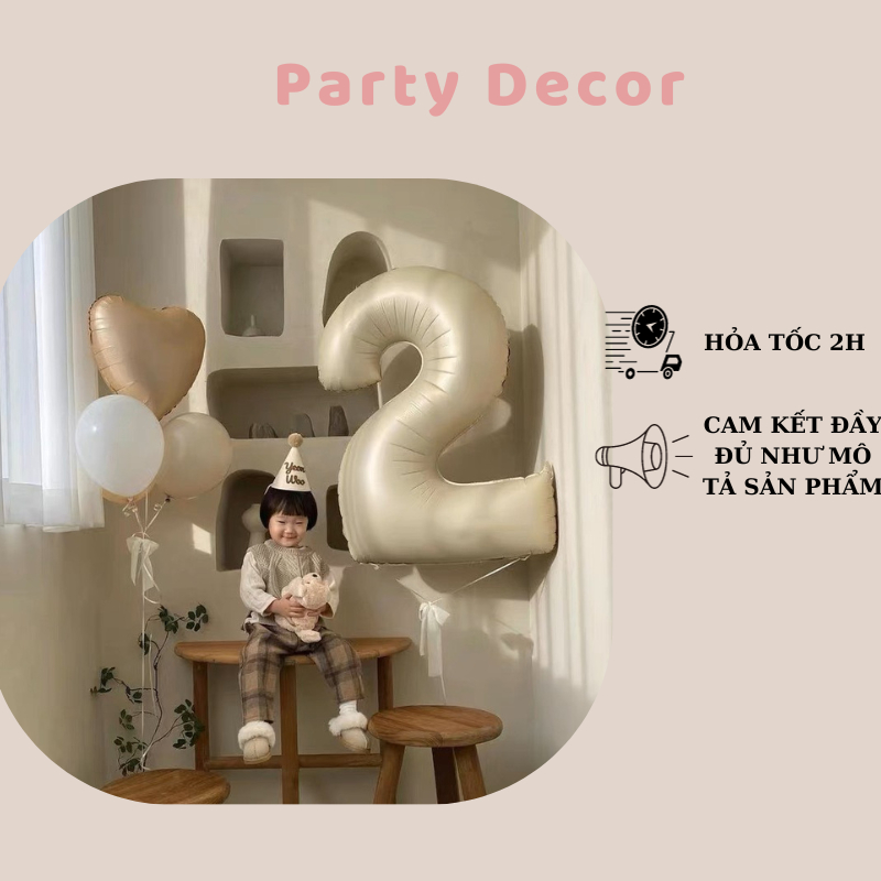 Bóng số cỡ lớn màu Trắng sữa phong cách Hàn Quốc trang trí sinh nhật, sự kiện,chụp ảnh studio