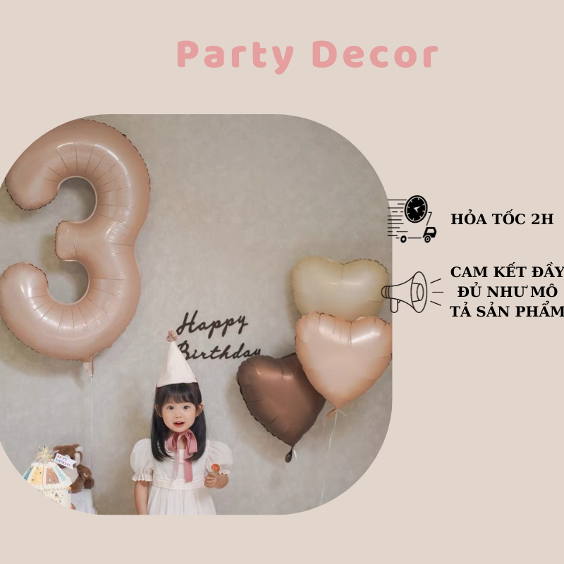 Bóng số cỡ lớn màu Caramel phong cách Hàn Quốc trang trí sinh nhật, sự kiện,chụp ảnh studio