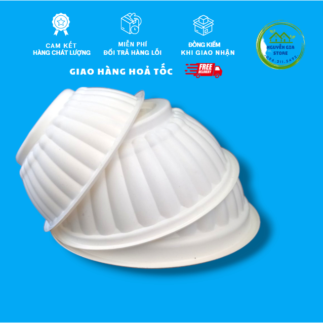 50 Bát Nhựa, Chén Nhựa Dùng Một Lần (Size Bát Ăn Cơm, Rộng 12cm, Cao 5cm) Vệ Sinh, An Toàn, Tiện Lợi