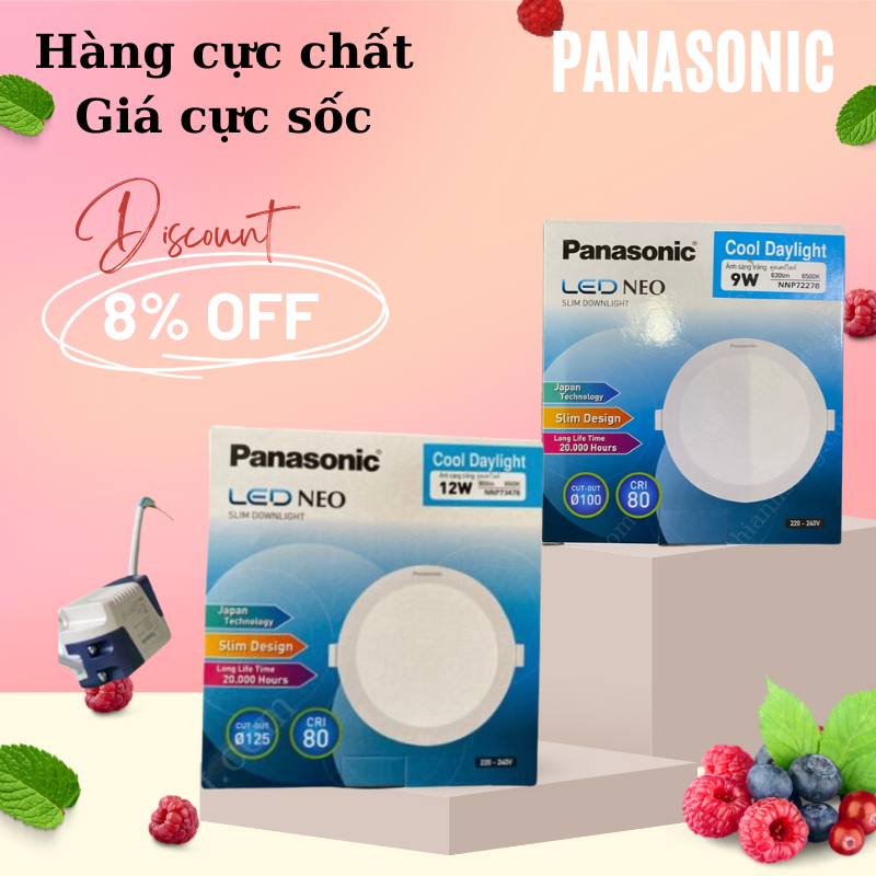 Đèn âm trần PANASONIC Neo Slim công suất 9W 12W sáng trắng/ trung tính - sản xuất tại Indonesia