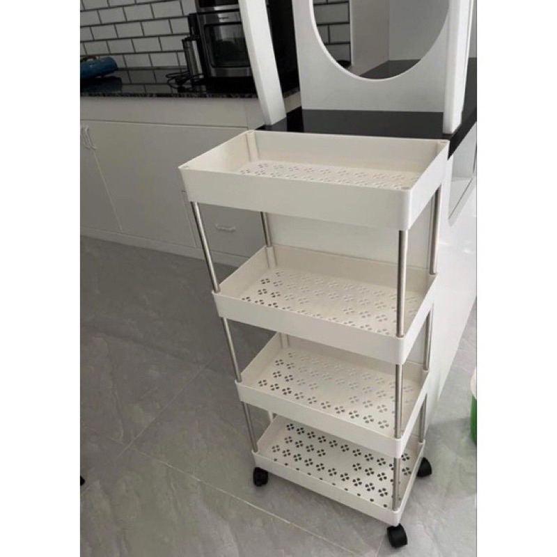 KỆ ĐỰNG ĐỒ 4 TẦNG CÓ BÁNH XE BẰNG NHỰA DI CHUYỂN DỄ DÀNG