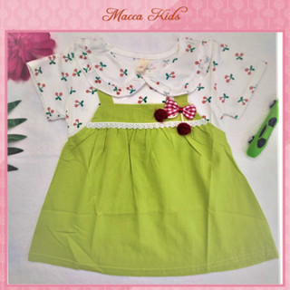 Váy Ngắn Tay Cho Bé Gái Từ 7Kg - 15Kg  Vải Cotton Thời Trang Hè Họa Tiết Hoa Đính Nơ Nhí