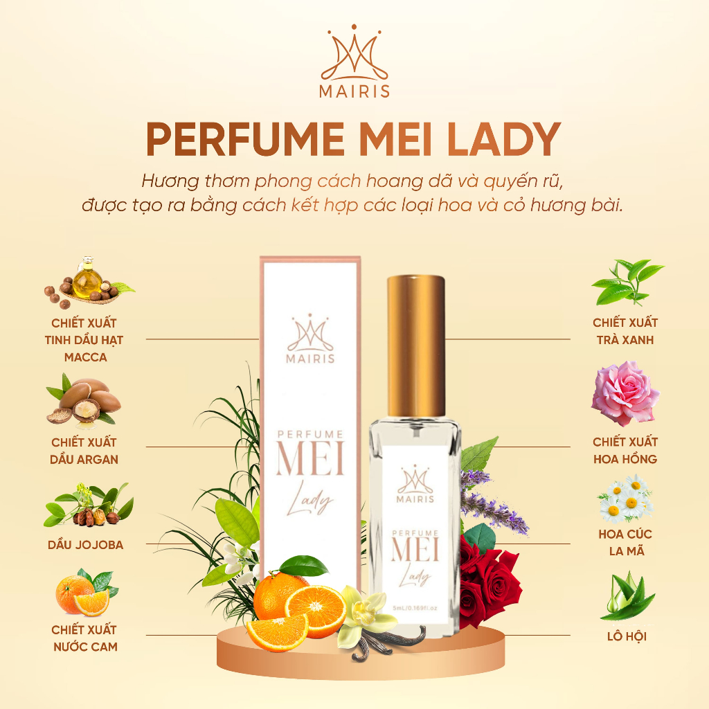 Nước Hoa Mini Perfume Mei Mairis HUYỀN PHI 5ml Chính Hãng Thơm Sang Chảnh Quyến Rũ