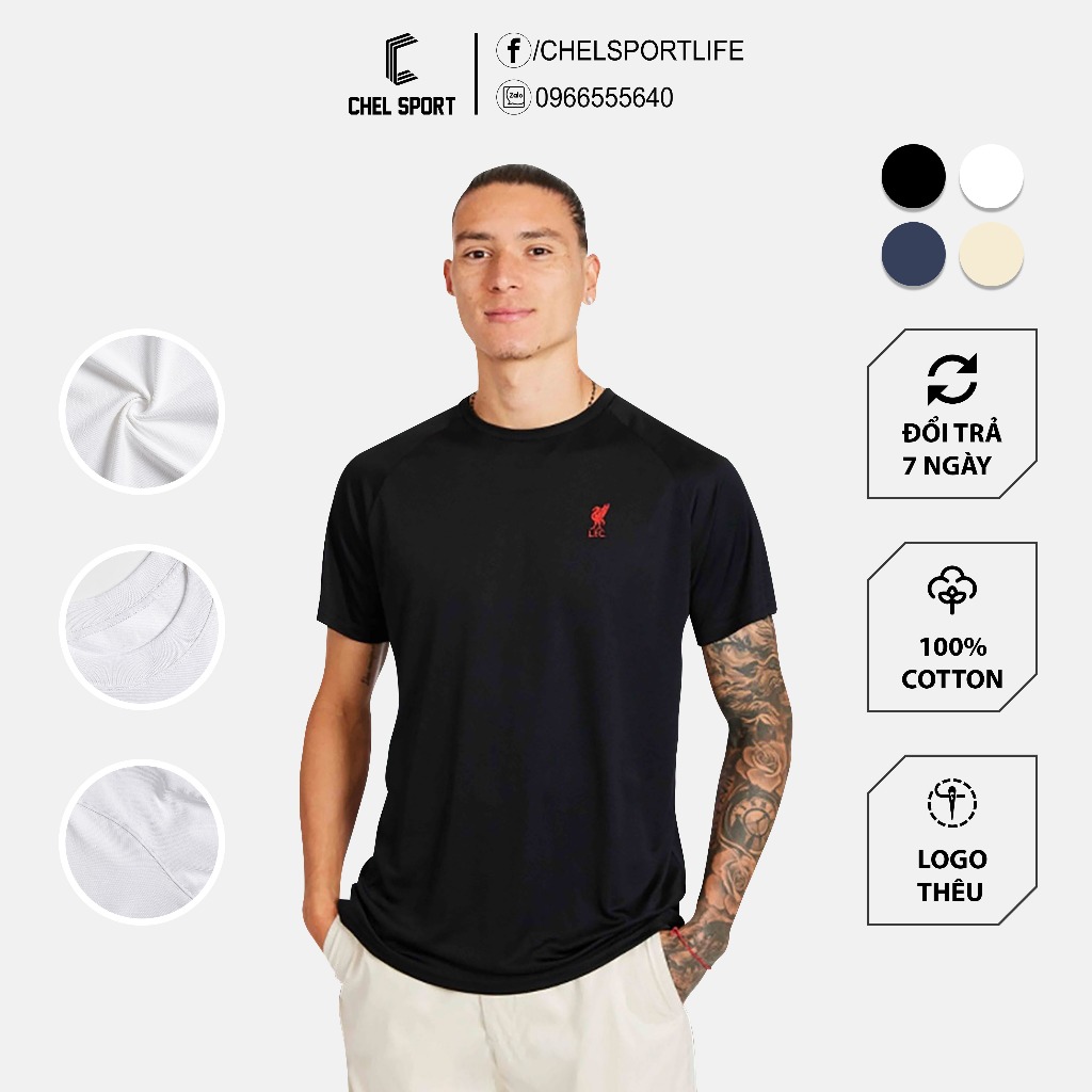 Áo thun logo thêu Liverpool basic 100% cotton