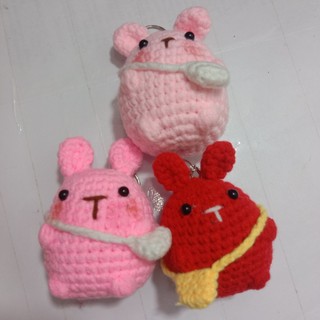 MÓC KHOÁ BÉ THỎ ĐEO TÚI LEN HANDMADE
