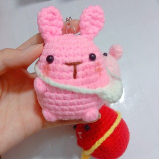 MÓC KHOÁ BÉ THỎ ĐEO TÚI LEN HANDMADE