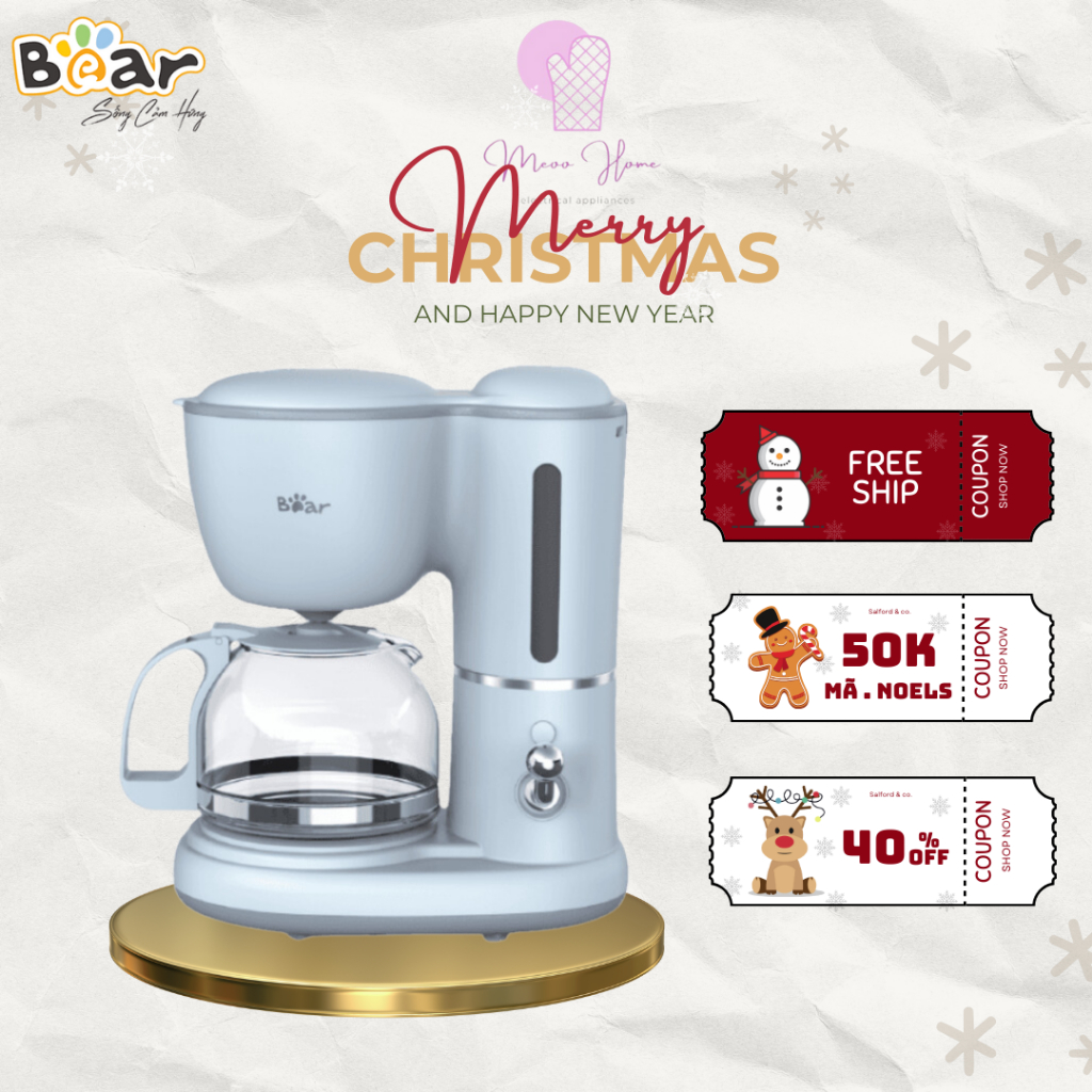 Máy Pha Cà Phê Mini Bear Nhỏ Gọn Tiện Dụng Pha Trà Pha Coffee Tự Động Giữ Ấm Loại Bỏ Cặn SB-CF06A