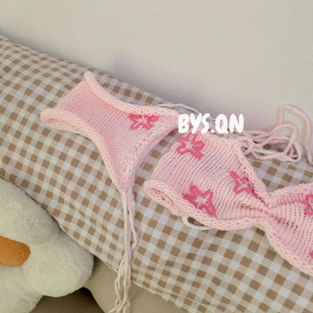 Set bikini 3 màu phối hoa màu siêu tươi tắn "flora set knit"