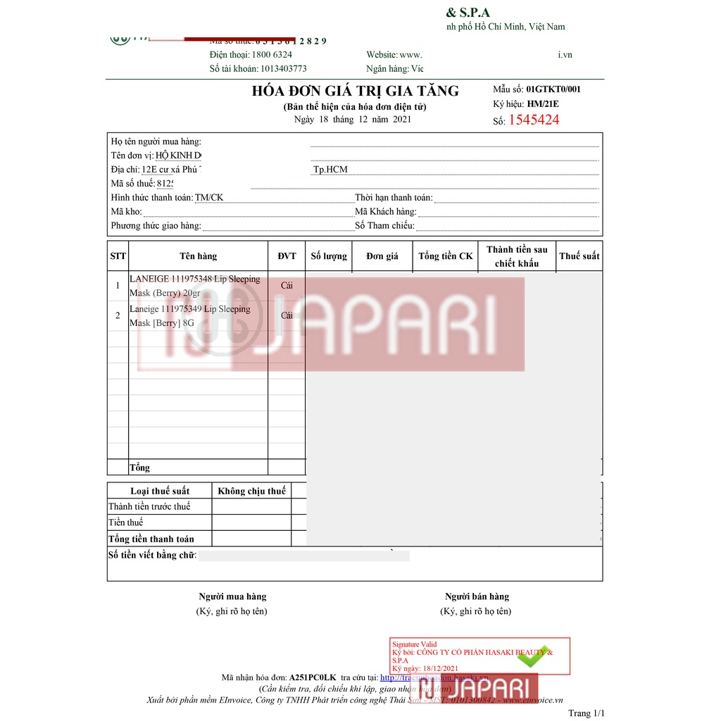 Mask Ngủ Môi Laneige Full Size và mini 3g 8g 20g