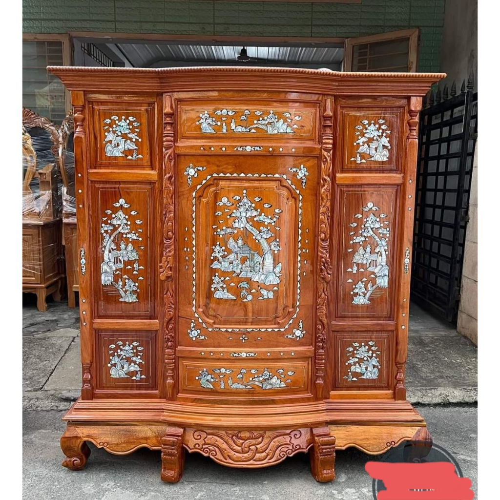 Tủ thờ bụng phệ gỗ căm xe cẩn trai kích thước 1M27-1M48-1M68 (FREESHIP 60 KM )