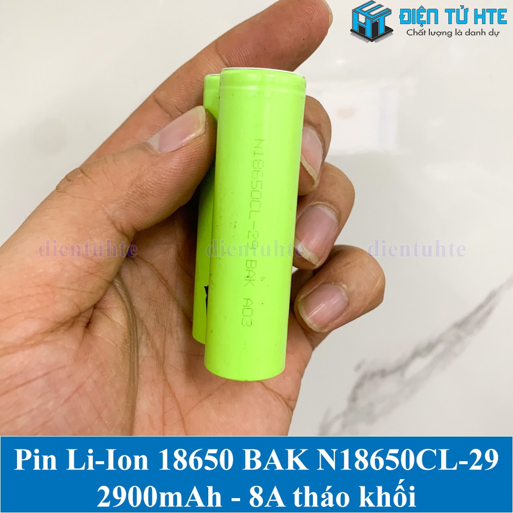 Pin Lithium Ion 18650 BAK N18650CL-29 2900mAh 3.6V xả 3C 8A tháo khối