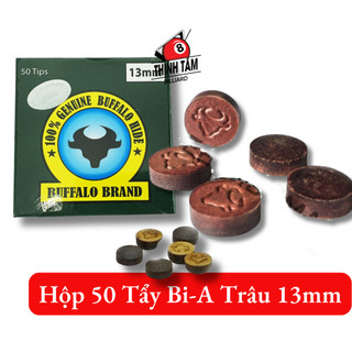 Hộp 50 đầu cơ bida đầu trâu vàng 13mm, đầu tẩy dành cho clb bi-a