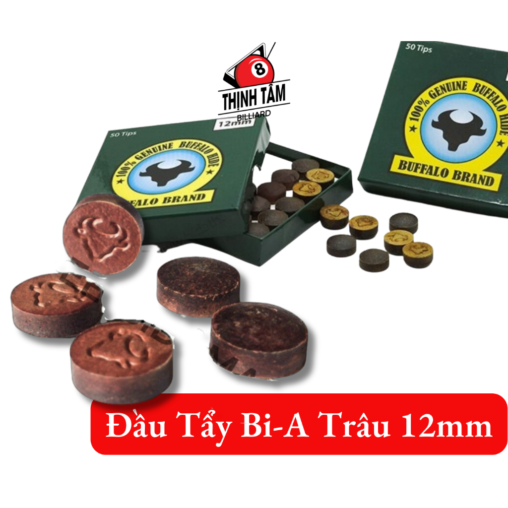 [THỊNH TÂM] Đầu Cơ Bida - Đầu Tẩy Bi-A Đầu Trâu Vàng 12MM Chính Hãng [ 1 ĐẦU CƠ TRÂU 12MM ]