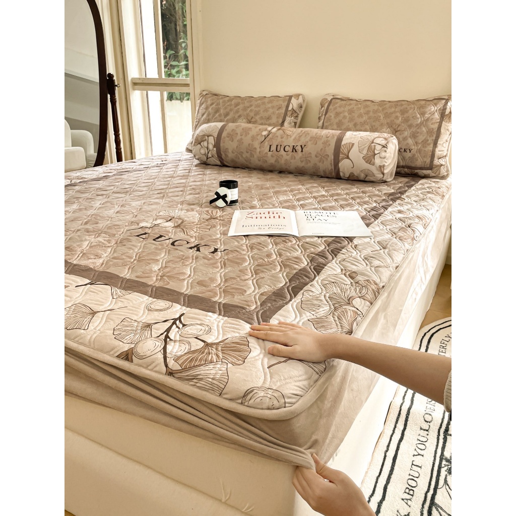 Bộ Ga Gối Nỉ Tuyết Sữa Lucky Mềm Mịn, Sét 4 Món Nỉ Tuyết Sữa Cao Cấp Mềm Mịn, Ấm Áp