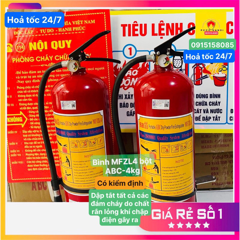 COMBO 2Bình có Kiểm định ABC-4kg CHẤT LƯỢNG TỐT bình cứu hỏa