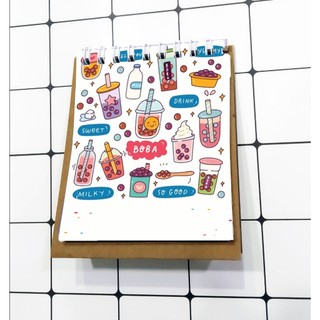 Lịch trà sữa boba tea để bàn mini 2024 LMI28 12x9 cm