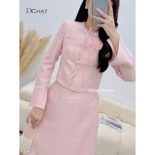 Set dạ hồng phối nơ S72