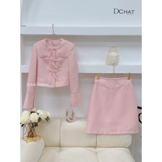Set dạ hồng phối nơ S72