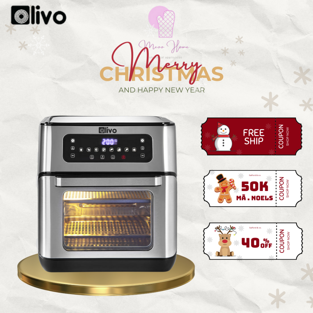 Nồi Chiên Không Dầu OLIVO AF12, 12L-1800W, 8 Chức Năng và Phụ Kiện Đa Năng, Bảo Hành Chính Hãng 2 Năm