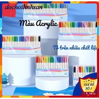  Bộ Bút Màu Acrylic Marker Cao Cấp Không Thấm Giấy 12 24 36 48 vẽ Trên Mọi Chất Liệu 