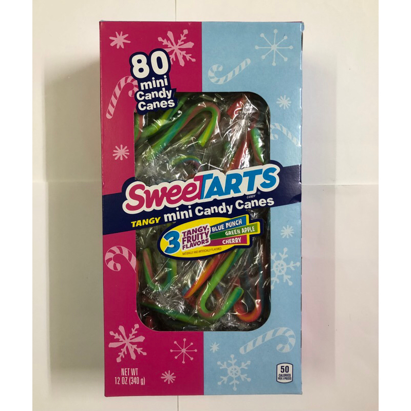 Kẹo cây gậy Sweestarts Tangy Mini Candy Canes 80 cây (Vị táo xanh, cherry, blue punch)