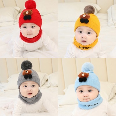 Set mũ len kèm khăn ống siêu ấm cho bé 0-24 tháng tuổi