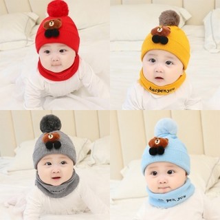 Set mũ len kèm khăn ống siêu ấm cho bé 0-24 tháng tuổi