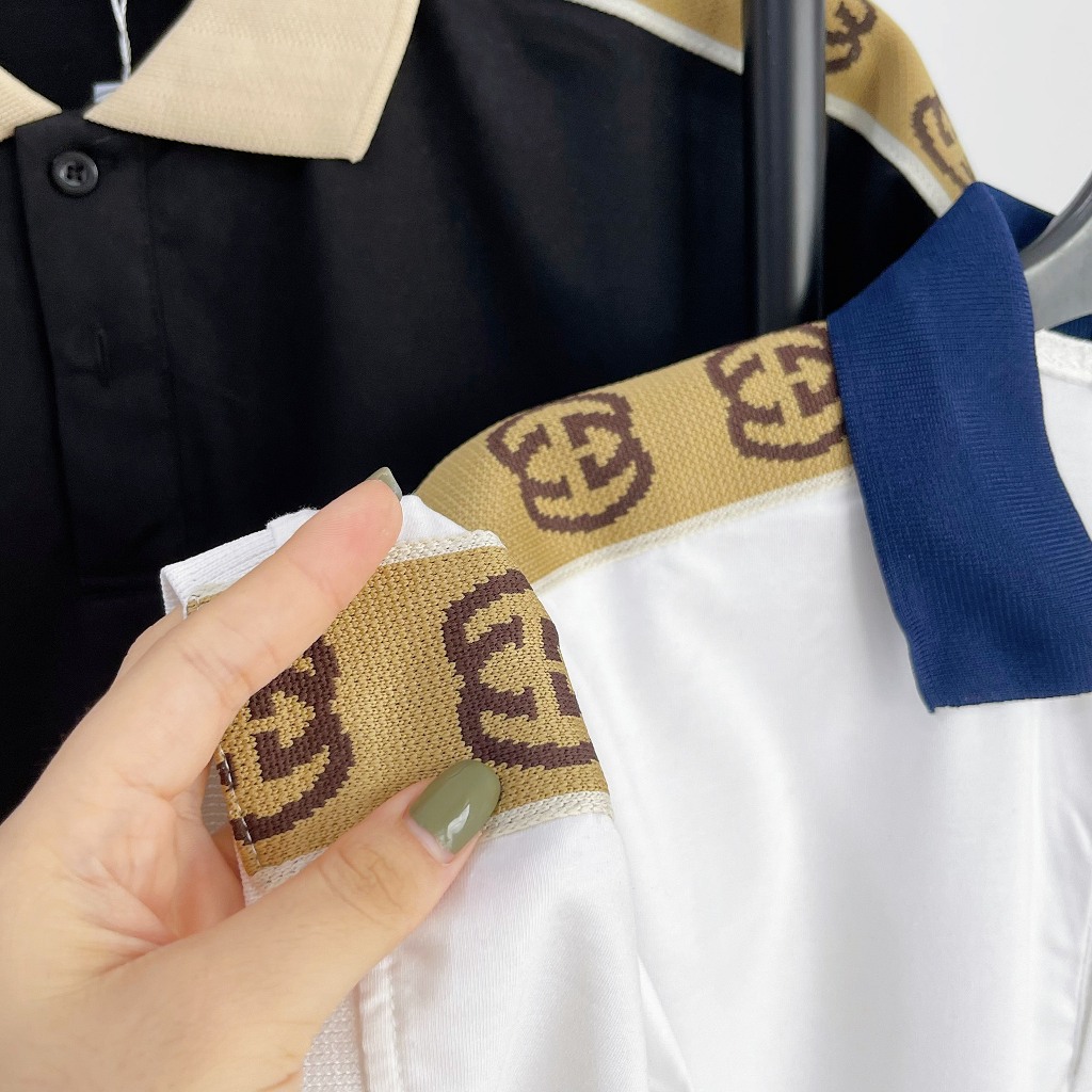 Áo thun polo nam, áo thun nam có cổ tay ngắn phối vai G, thêu chữ, tổng hợp các mẫu áo thun polo đẹp hàng hot trend