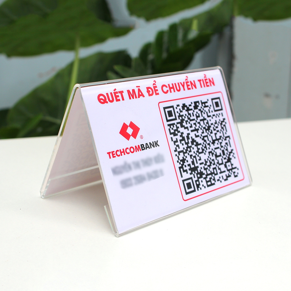 Bảng Mica Mã QR để bàn chuyển khoản ngân hàng in 2 mặt theo yêu cầu