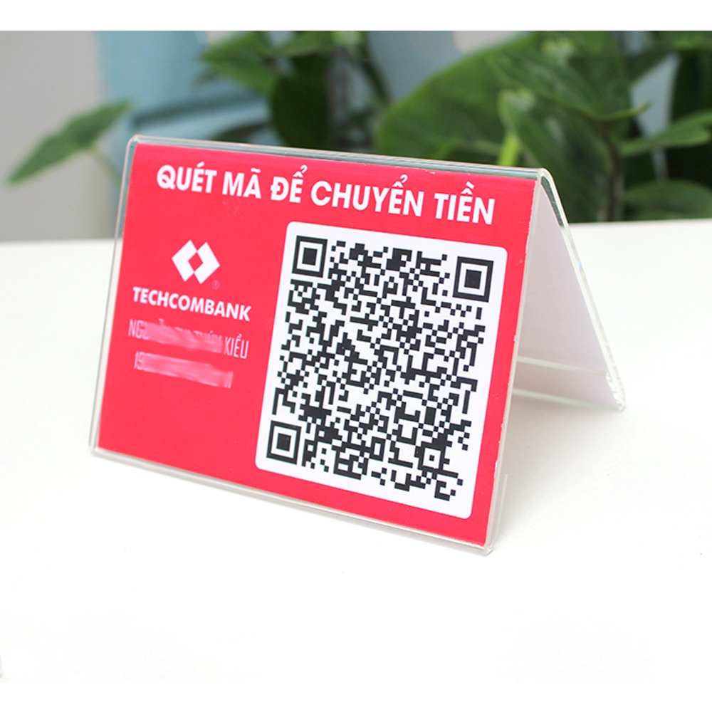 Bảng Mica Mã QR để bàn chuyển khoản ngân hàng in 2 mặt theo yêu cầu