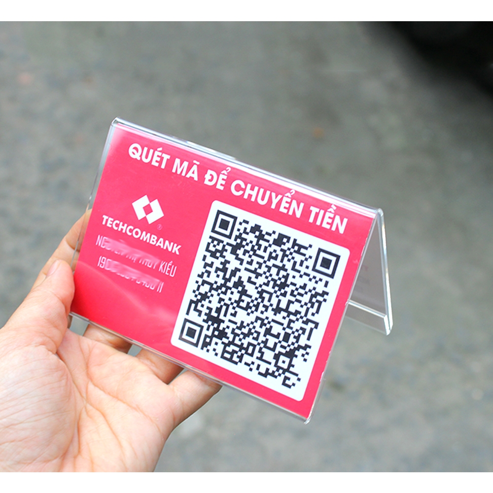 Bảng Mica Mã QR để bàn chuyển khoản ngân hàng in 2 mặt theo yêu cầu